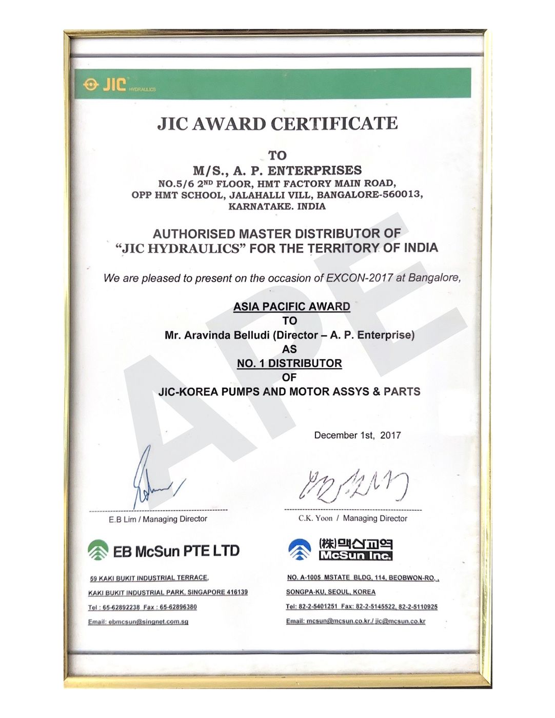 Authorised Master Distributor Award